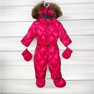Add Down Kids Puffer Suit in Bright Pink